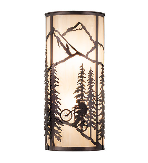 Meyda Lighting Tall Pines 8" 2-Light Mahogany Bronze Mountain Biker Wall Sconce With Beige Sahara Taupe Idalight Shade