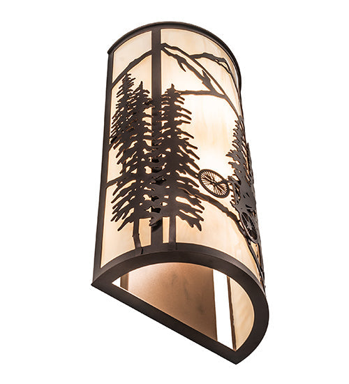 Meyda Lighting Tall Pines 8" 2-Light Mahogany Bronze Mountain Biker Wall Sconce With Beige Sahara Taupe Idalight Shade