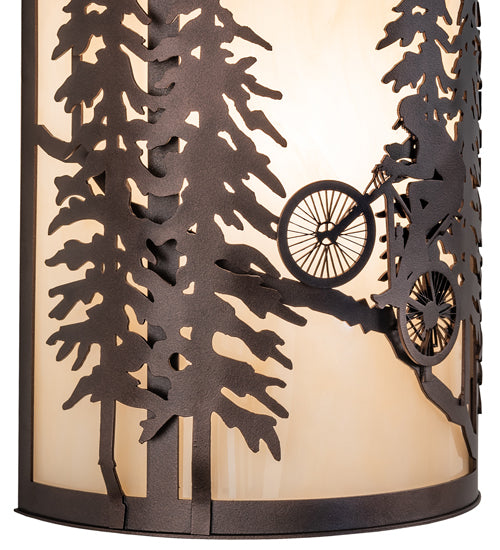 Meyda Lighting Tall Pines 8" 2-Light Mahogany Bronze Mountain Biker Wall Sconce With Beige Sahara Taupe Idalight Shade