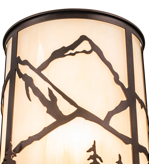 Meyda Lighting Tall Pines 8" 2-Light Mahogany Bronze Mountain Biker Wall Sconce With Beige Sahara Taupe Idalight Shade