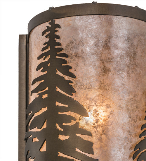 Meyda Lighting Tall Pines 8" Antique Copper Wall Sconce With Silver Mica Shade Glass