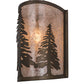 Meyda Lighting Tall Pines 8" Antique Copper Wall Sconce With Silver Mica Shade Glass