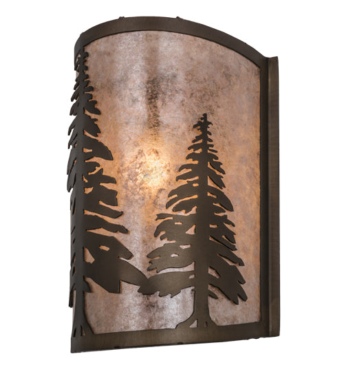 Meyda Lighting Tall Pines 8" Antique Copper Wall Sconce With Silver Mica Shade Glass