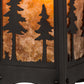 Meyda Lighting Tall Pines 8" Craftsman Brown Curved Arm Hanging Wall Sconce With Amber Mica Shade Glass