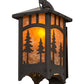 Meyda Lighting Tall Pines 8" Craftsman Brown Curved Arm Hanging Wall Sconce With Amber Mica Shade Glass