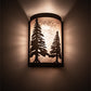 Meyda Lighting Tall Pines 8" Oil Rubbed Bronze Left Wall Sconce With Silver Mica Shade Glass