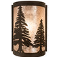 Meyda Lighting Tall Pines 8" Oil Rubbed Bronze Left Wall Sconce With Silver Mica Shade Glass