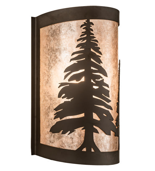Meyda Lighting Tall Pines 8" Oil Rubbed Bronze Left Wall Sconce With Silver Mica Shade Glass