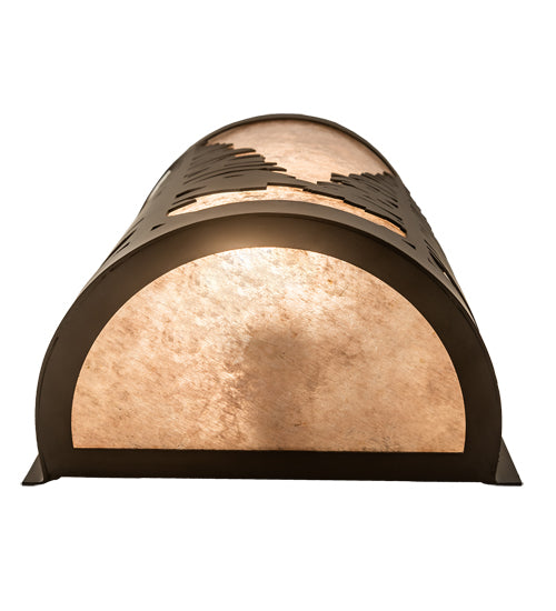 Meyda Lighting Tall Pines 8" Oil Rubbed Bronze Left Wall Sconce With Silver Mica Shade Glass