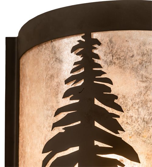 Meyda Lighting Tall Pines 8" Oil Rubbed Bronze Left Wall Sconce With Silver Mica Shade Glass