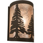 Meyda Lighting Tall Pines 8" Oil Rubbed Bronze Left Wall Sconce With Silver Mica Shade Glass