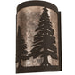 Meyda Lighting Tall Pines 8" Oil Rubbed Bronze Right Wall Sconce With Silver Mica Shade Glass
