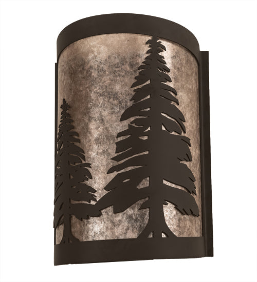 Meyda Lighting Tall Pines 8" Oil Rubbed Bronze Right Wall Sconce With Silver Mica Shade Glass