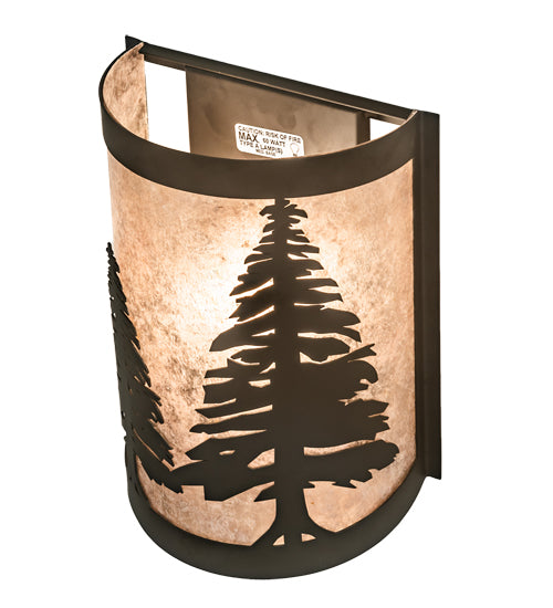 Meyda Lighting Tall Pines 8" Oil Rubbed Bronze Right Wall Sconce With Silver Mica Shade Glass