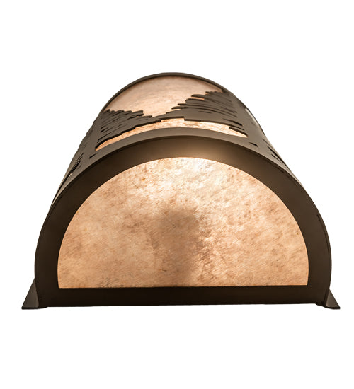 Meyda Lighting Tall Pines 8" Oil Rubbed Bronze Right Wall Sconce With Silver Mica Shade Glass