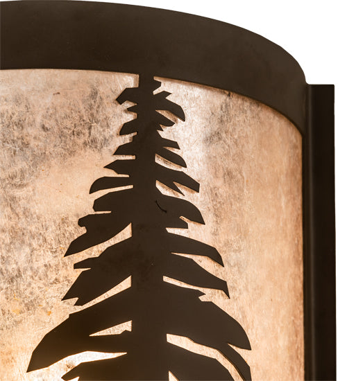 Meyda Lighting Tall Pines 8" Oil Rubbed Bronze Right Wall Sconce With Silver Mica Shade Glass