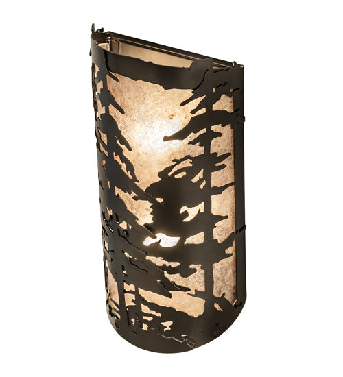 Meyda Lighting Tall Pines 8" Oil Rubbed Bronze Wall Sconce With Silver Mica Shade Glass