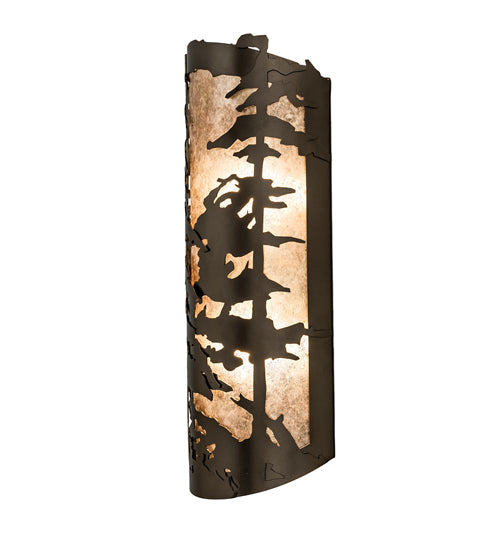 Meyda Lighting Tall Pines 8" Oil Rubbed Bronze Wall Sconce With Silver Mica Shade Glass