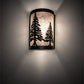 Meyda Lighting Tall Pines 8" Textured Black Wall Sconce With Silver Mica Shade Glass