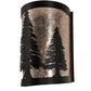 Meyda Lighting Tall Pines 8" Textured Black Wall Sconce With Silver Mica Shade Glass