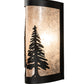 Meyda Lighting Tall Pines 8" Textured Black Wall Sconce With Silver Mica Shade Glass