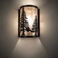 Meyda Lighting Tall Pines 8" Timeless Bronze Wall Sconce With Silver Mica Shade Glass