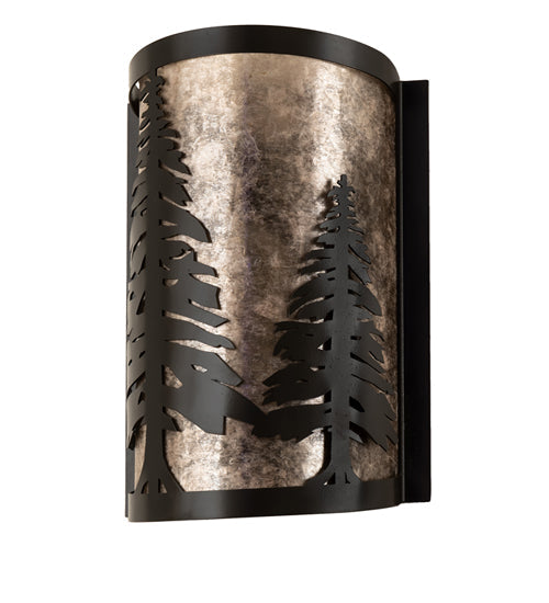 Meyda Lighting Tall Pines 8" Timeless Bronze Wall Sconce With Silver Mica Shade Glass