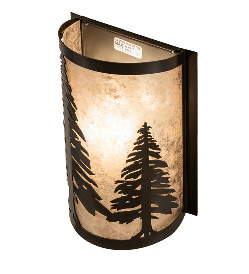 Meyda Lighting Tall Pines 8" Timeless Bronze Wall Sconce With Silver Mica Shade Glass