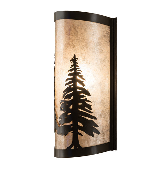 Meyda Lighting Tall Pines 8" Timeless Bronze Wall Sconce With Silver Mica Shade Glass