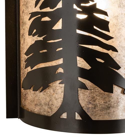 Meyda Lighting Tall Pines 8" Timeless Bronze Wall Sconce With Silver Mica Shade Glass