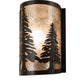 Meyda Lighting Tall Pines 8" Timeless Bronze Wall Sconce With Silver Mica Shade Glass