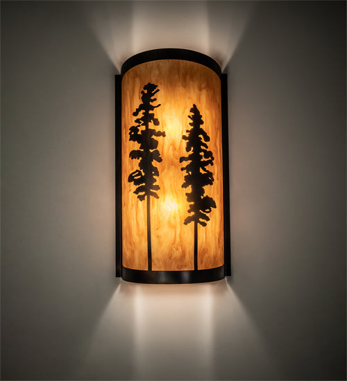 Meyda Lighting Tall Pines 9" 2-Light Light Burnished Antique Copper Wall Sconce With Ambra Siena Idalight Shade