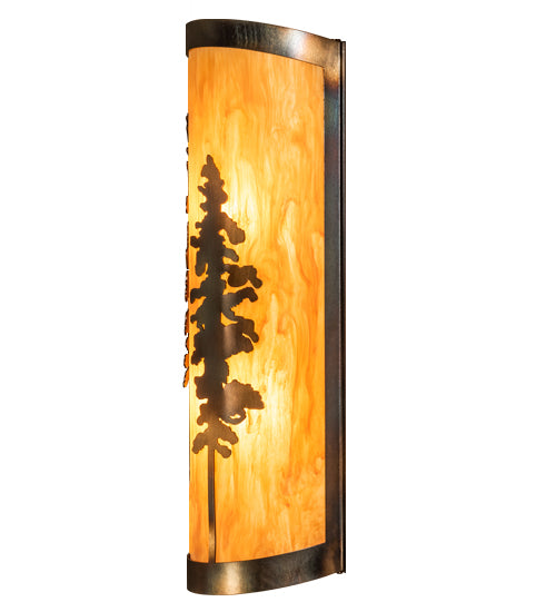 Meyda Lighting Tall Pines 9" 2-Light Light Burnished Antique Copper Wall Sconce With Ambra Siena Idalight Shade