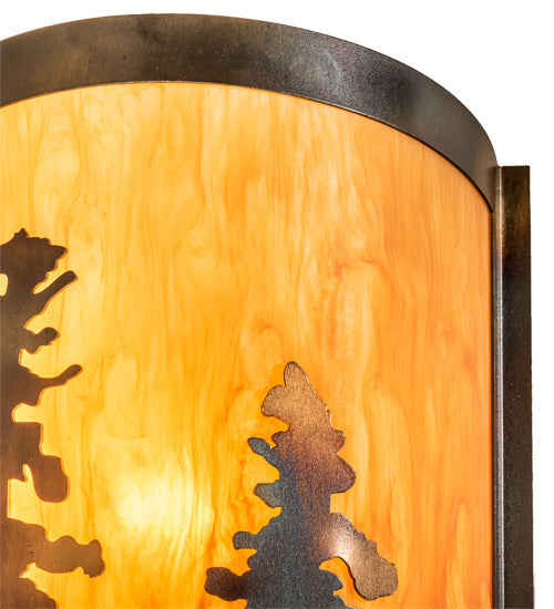 Meyda Lighting Tall Pines 9" 2-Light Light Burnished Antique Copper Wall Sconce With Ambra Siena Idalight Shade