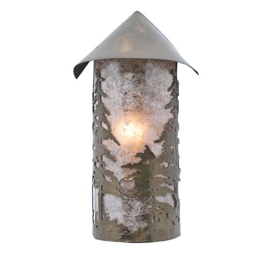 Meyda Lighting Tall Pines 9" Antique Copper Wall Sconce With Silver Mica Shade Glass
