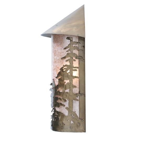 Meyda Lighting Tall Pines 9" Antique Copper Wall Sconce With Silver Mica Shade Glass