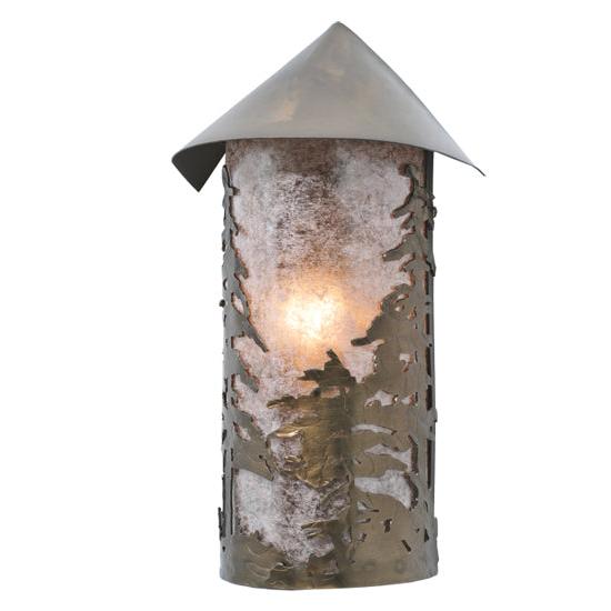 Meyda Lighting Tall Pines 9" Antique Copper Wall Sconce With Silver Mica Shade Glass