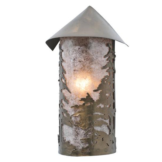 Meyda Lighting Tall Pines 9" Antique Copper Wall Sconce With Silver Mica Shade Glass