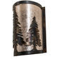 Meyda Lighting Tall Pines 9" Dark Burnished Antique Copper Wall Sconce With Silver Mica Shade Glass