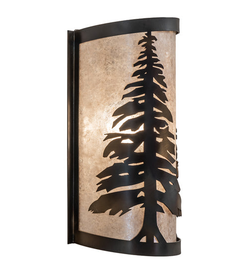 Meyda Lighting Tall Pines 9" Dark Burnished Antique Copper Wall Sconce With Silver Mica Shade Glass