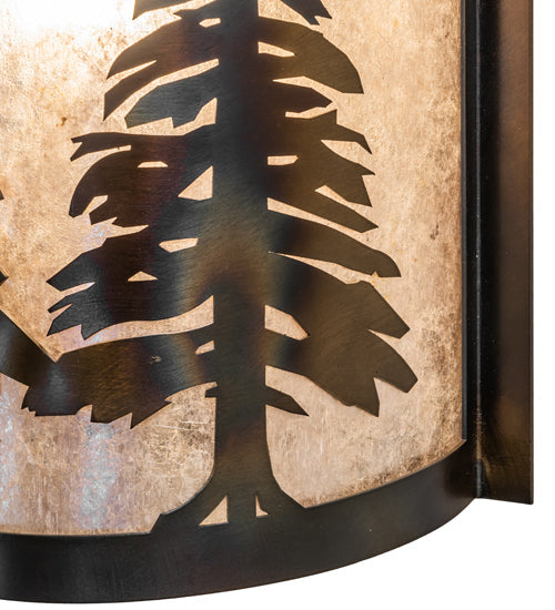 Meyda Lighting Tall Pines 9" Dark Burnished Antique Copper Wall Sconce With Silver Mica Shade Glass