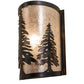 Meyda Lighting Tall Pines 9" Dark Burnished Antique Copper Wall Sconce With Silver Mica Shade Glass