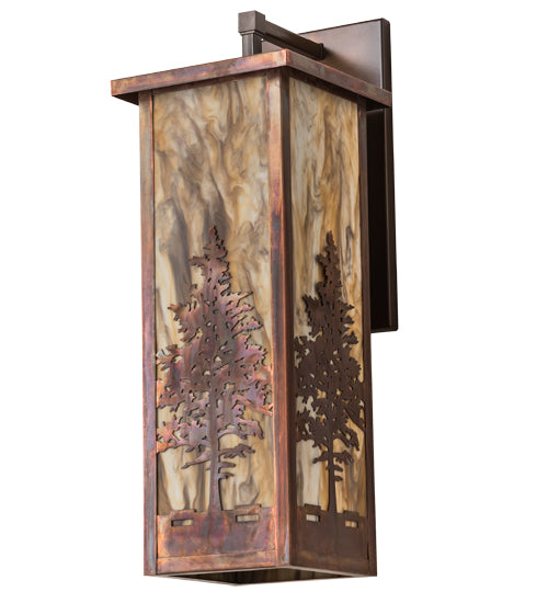 Meyda Lighting Tamarack 10" Vintage Copper Wall Sconce With Travertine Idalight Shade Glass