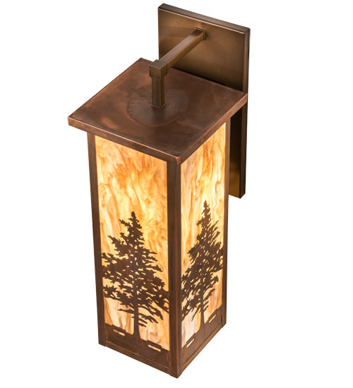 Meyda Lighting Tamarack 10" Vintage Copper Wall Sconce With Travertine Idalight Shade Glass