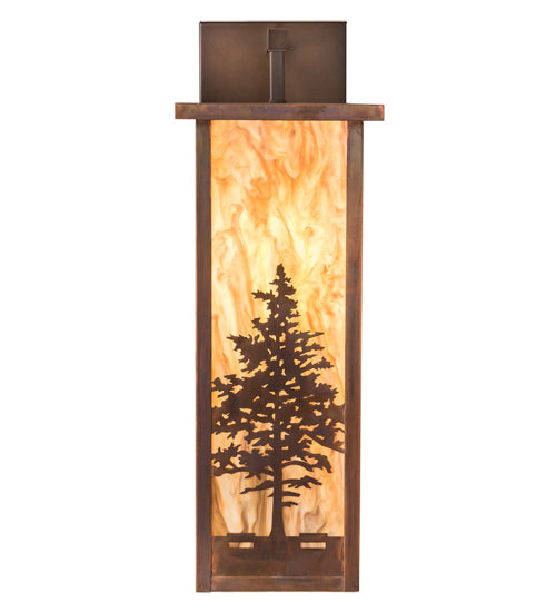 Meyda Lighting Tamarack 10" Vintage Copper Wall Sconce With Travertine Idalight Shade Glass