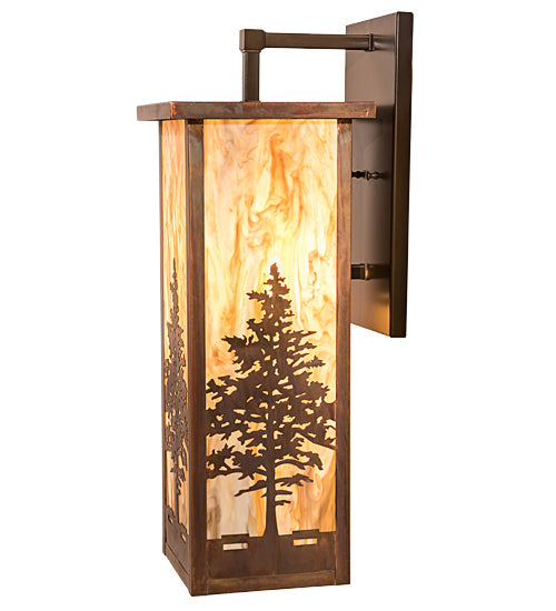 Meyda Lighting Tamarack 10" Vintage Copper Wall Sconce With Travertine Idalight Shade Glass