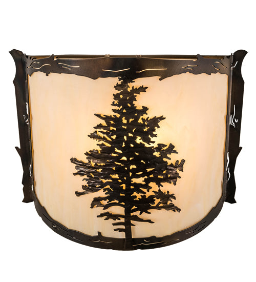 Meyda Lighting Tamarack 12" Dark Burnished Antique Copper Wall Sconce With Creme Carrare Idalight Shade Glass