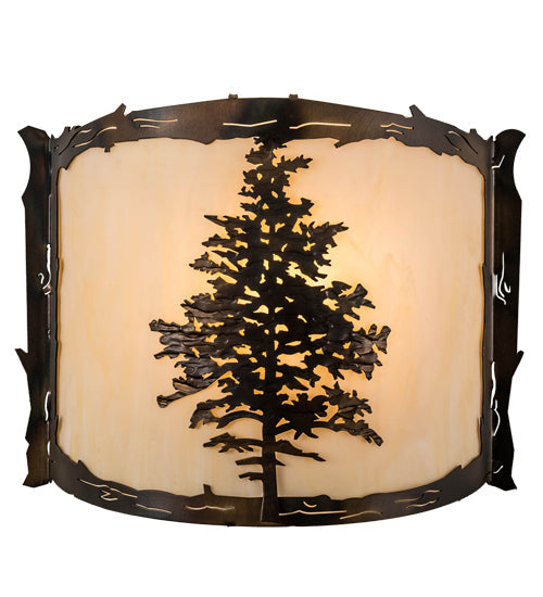 Meyda Lighting Tamarack 12" Dark Burnished Antique Copper Wall Sconce With Creme Carrare Idalight Shade Glass