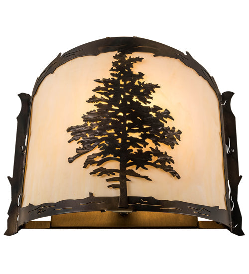 Meyda Lighting Tamarack 12" Dark Burnished Antique Copper Wall Sconce With Creme Carrare Idalight Shade Glass