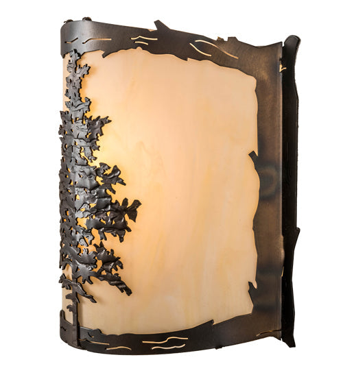 Meyda Lighting Tamarack 12" Dark Burnished Antique Copper Wall Sconce With Creme Carrare Idalight Shade Glass